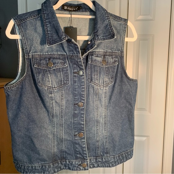 ALLEGRA K Button Up Jean Vest - Picture 2 of 4
